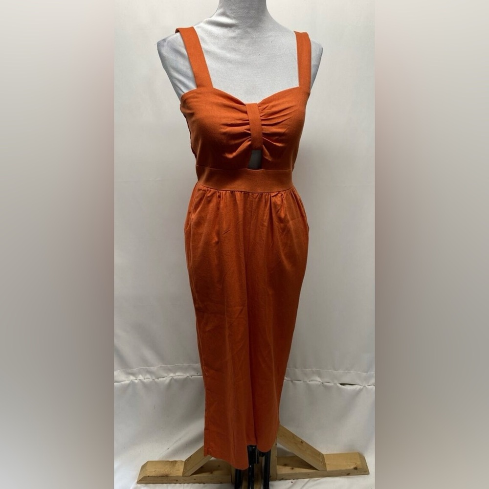 Monteau Orange One Piece Jumpsuit with Sweetheart Neckline